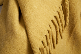 Velatu Fringed Merino Wool Throw - Ochre-TEXTILES-Nkuku