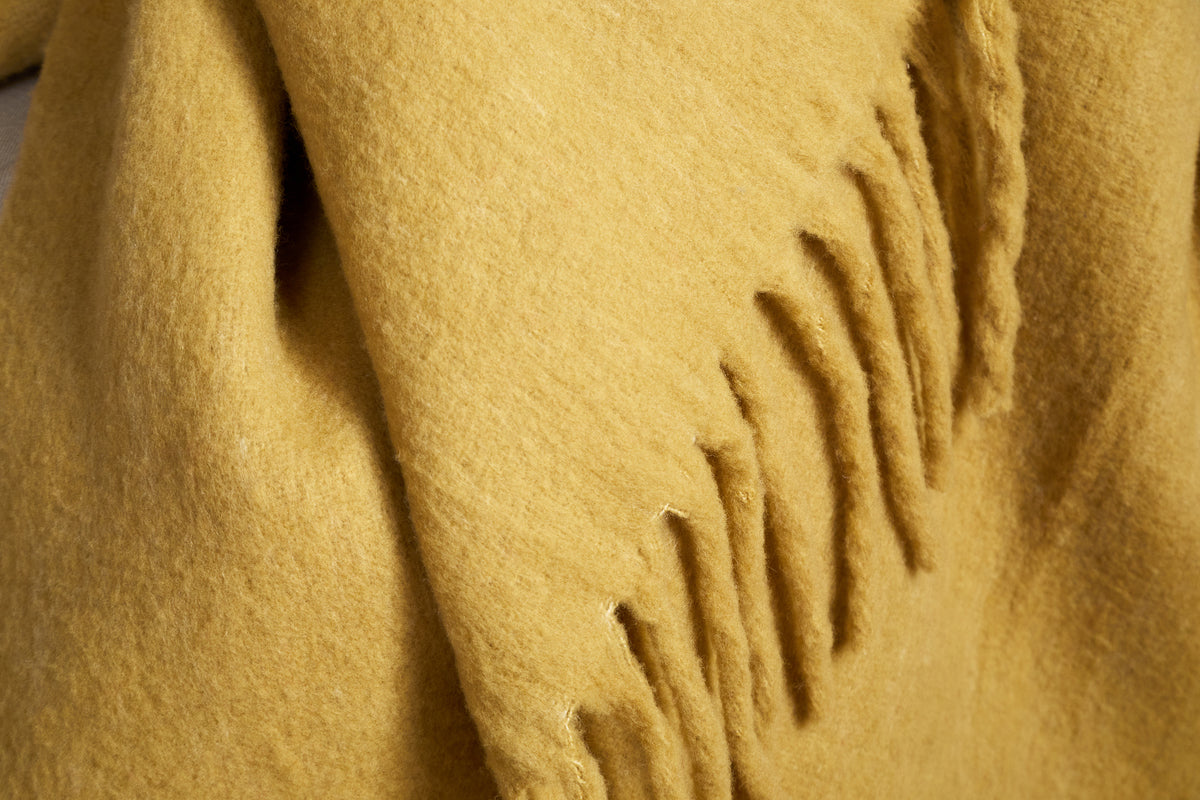 Velatu Fringed Merino Wool Throw - Ochre-TEXTILES-Nkuku
