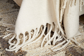 Velatu Fringed Merino Wool Throw - Natural - 130 x 150cm-TEXTILES-Nkuku