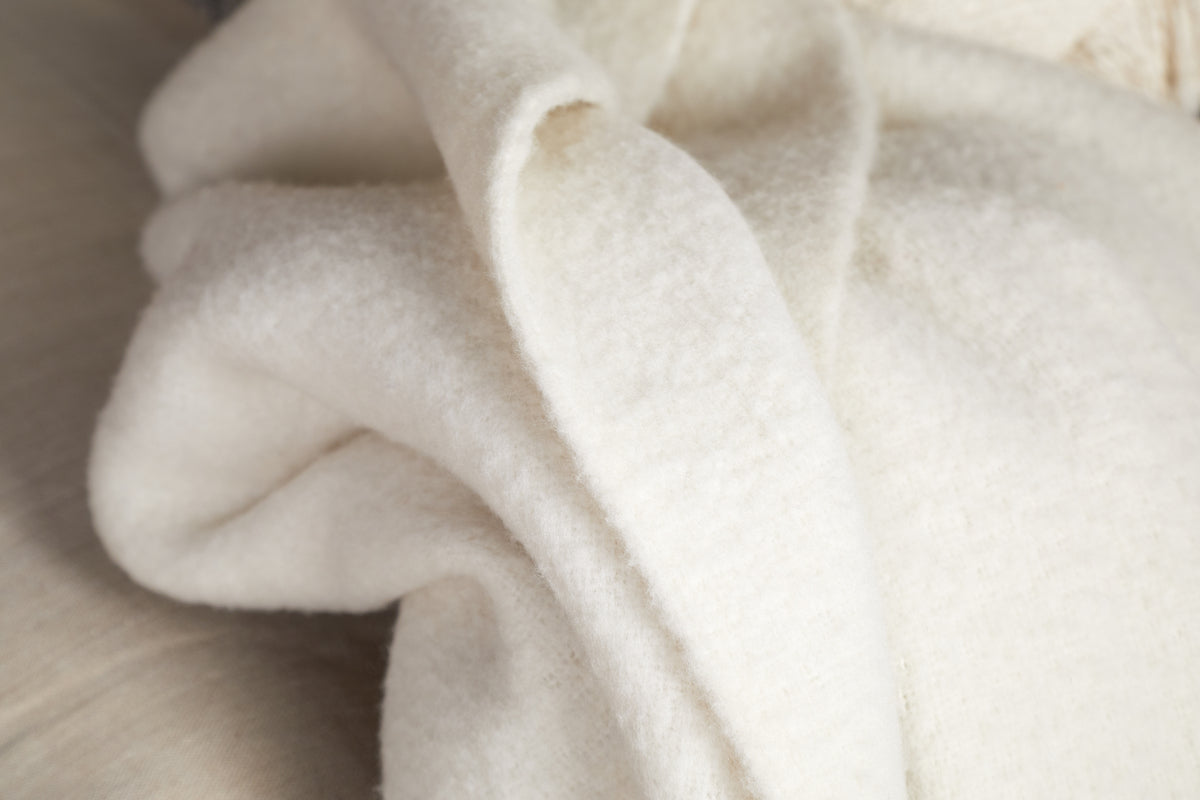 Velatu Fringed Merino Wool Throw - Natural - 130 x 150cm-TEXTILES-Nkuku