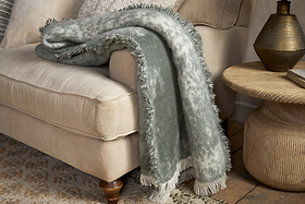 Kambali Distressed Wool Jacquard Throw - Moss-TEXTILES-Nkuku