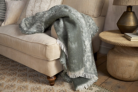 Kambali Distressed Wool Jacquard Throw - Moss-TEXTILES-Nkuku