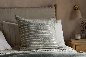 Tudo Handwoven Merino Cushion Cover - Moss & Natural - 65 x 65cm-TEXTILES-Nkuku
