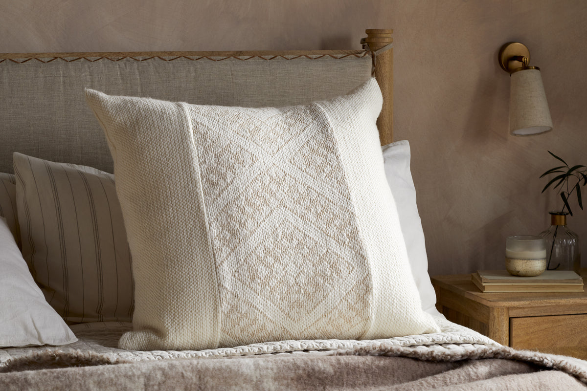 Girja Handwoven Merino Cushion Cover - Cream - 65 x 65cm-TEXTILES-Nkuku
