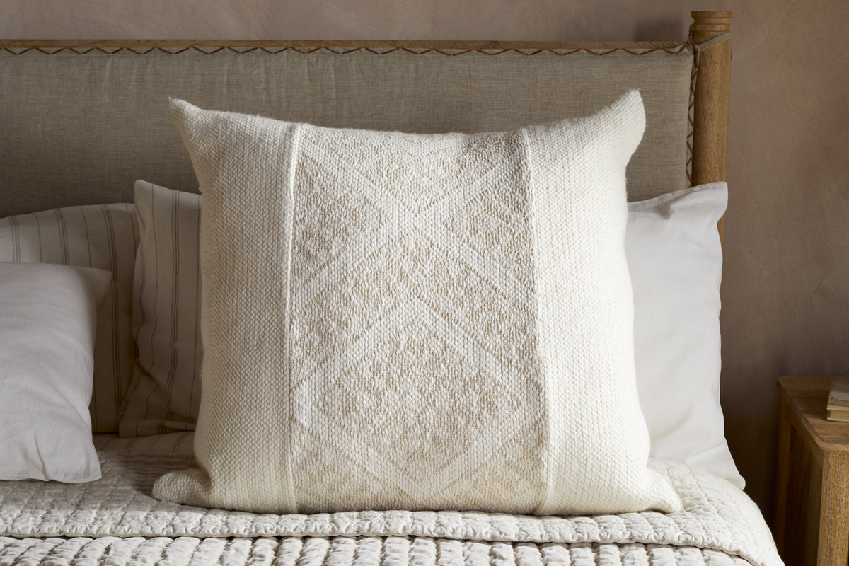 Girja Handwoven Merino Cushion Cover - Cream - 65 x 65cm-TEXTILES-Nkuku