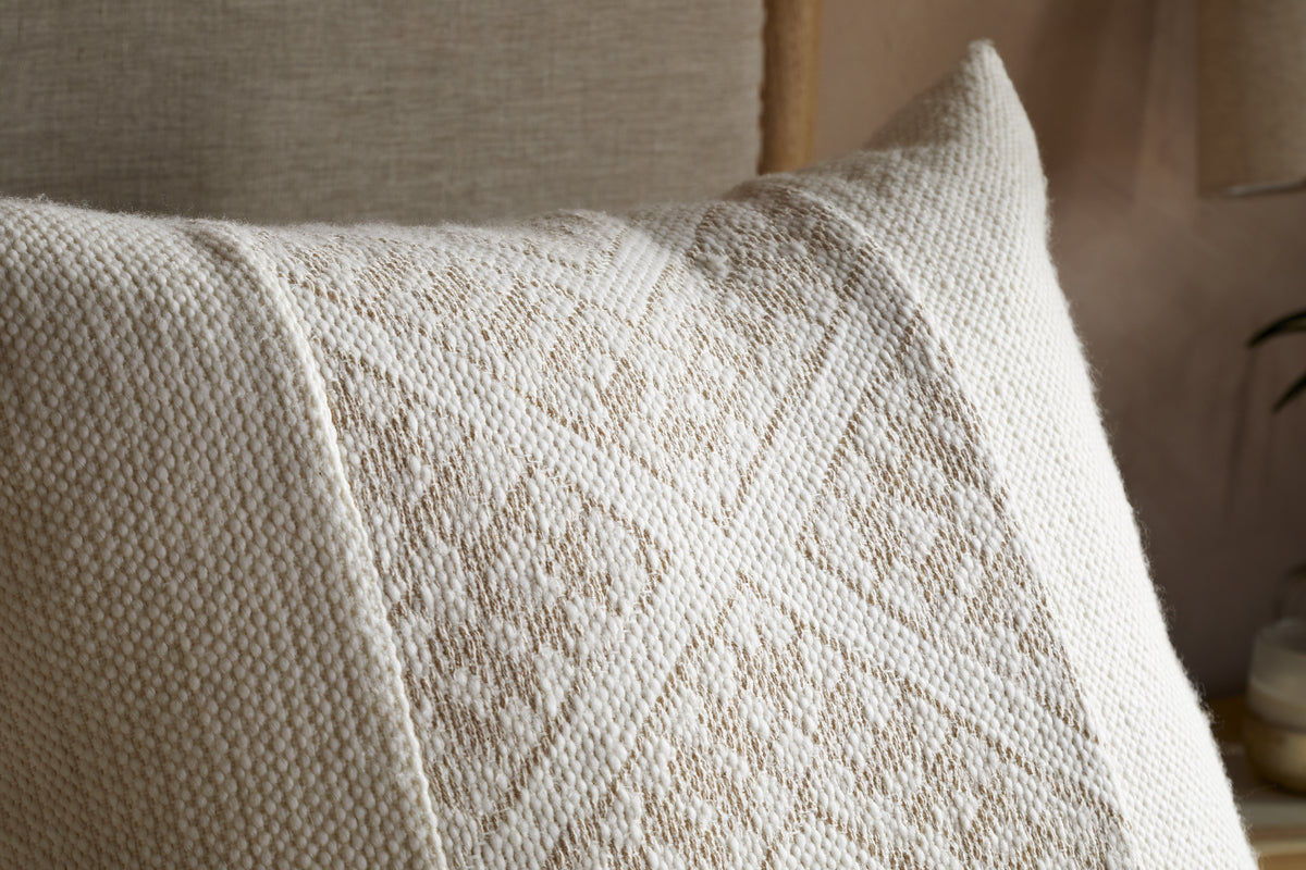 Girja Handwoven Merino Cushion Cover - Cream - 65 x 65cm-TEXTILES-Nkuku