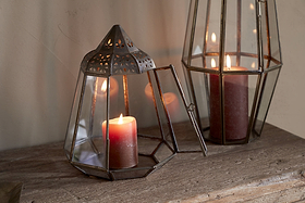 Nyiruan Lantern - Brass & Clear-CANDLES HOLDERS & LANTERNS-Nkuku