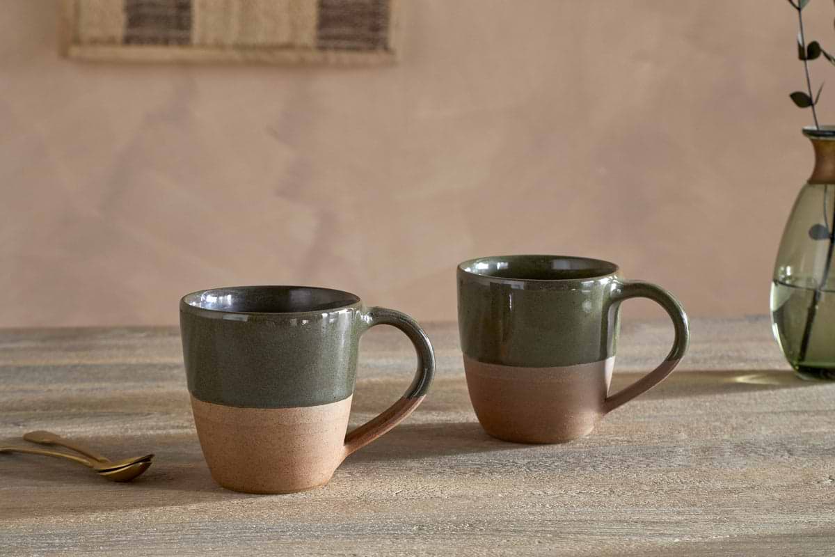 Mali Mug - Forest Green - Large (Set of 2)-TABLEWARE-Nkuku