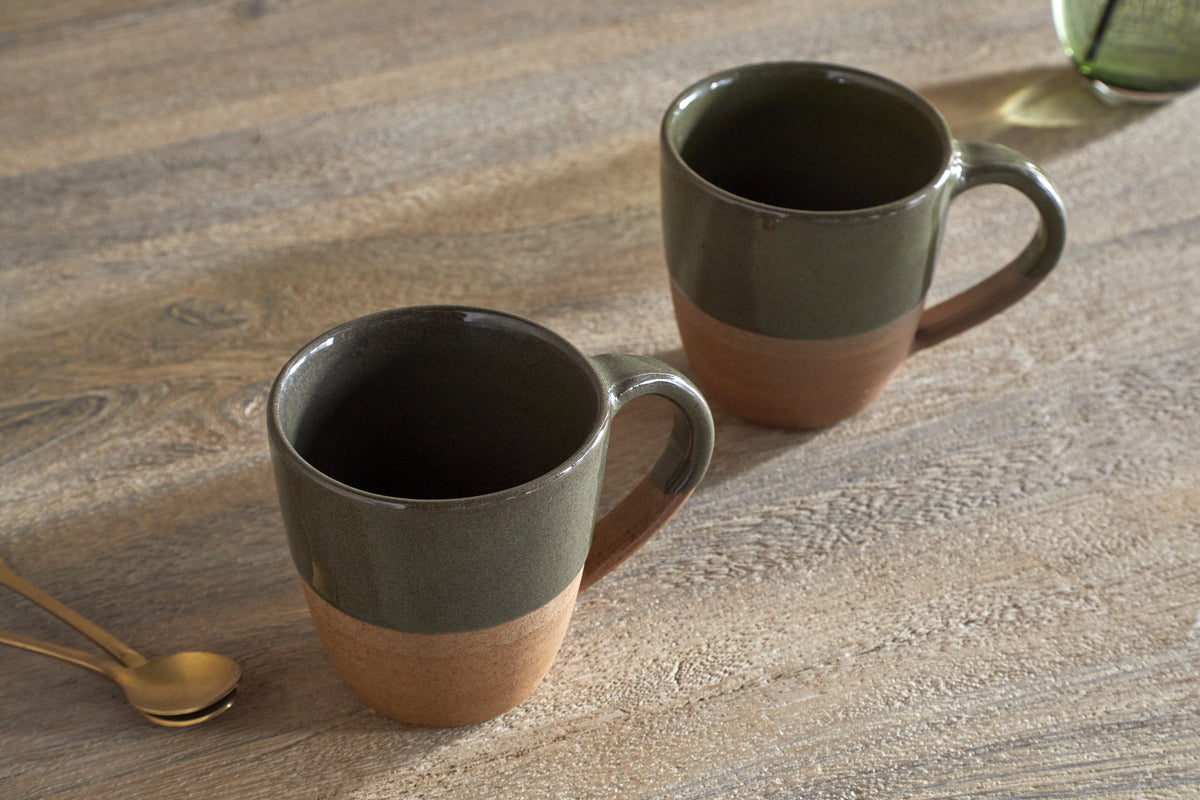 Mali Mug - Forest Green - Large (Set of 2)-TABLEWARE-Nkuku