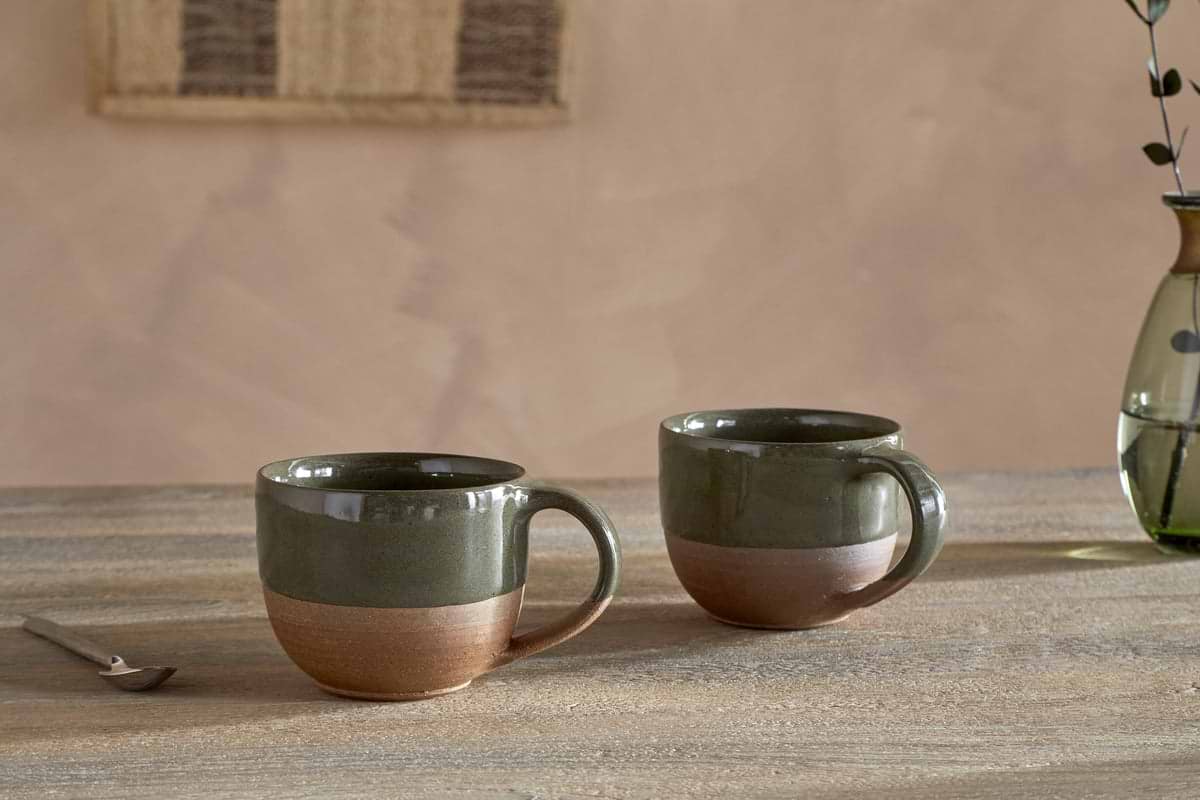Mali Coffee Mug - Forest Green - (Set of 2)-TABLEWARE-Nkuku