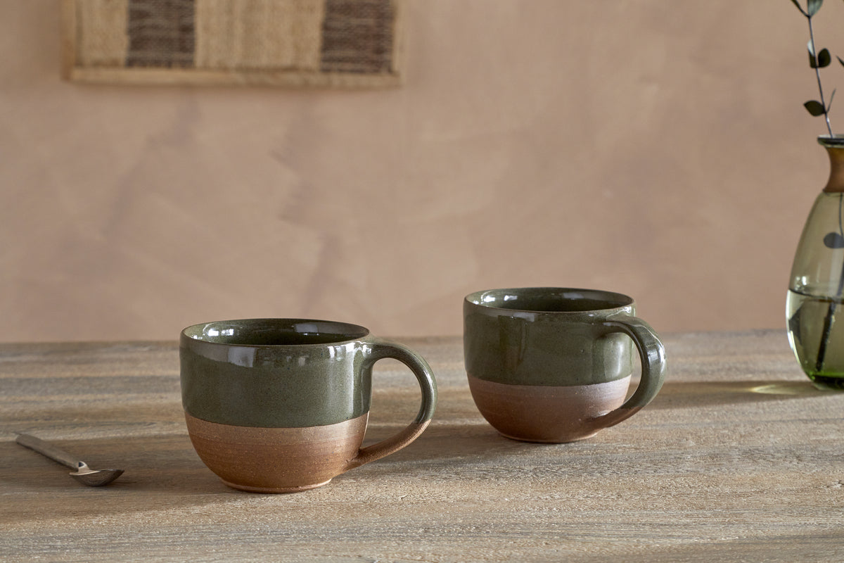 Mali Coffee Mug - Forest Green - (Set of 2)-TABLEWARE-Nkuku