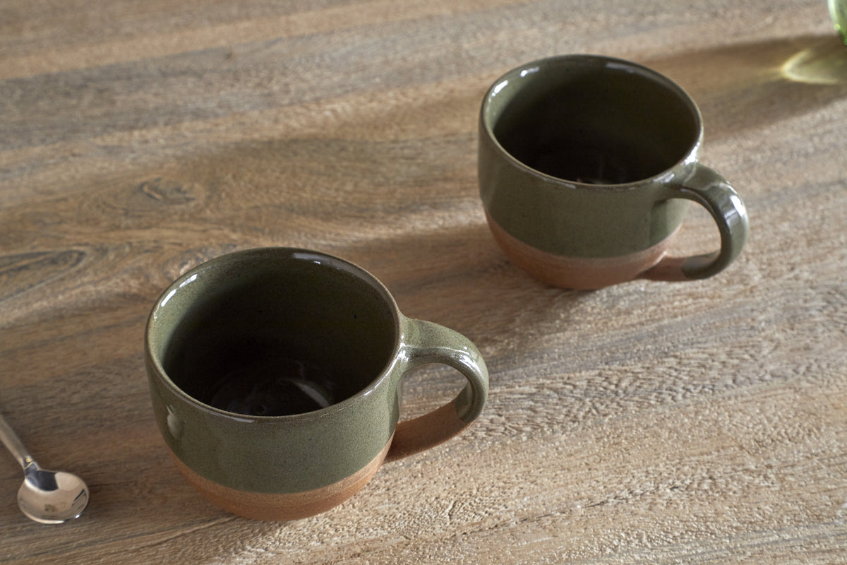 Mali Coffee Mug - Forest Green - (Set of 2)-TABLEWARE-Nkuku