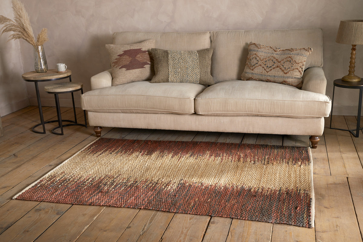 Kekere Jute & Cotton Rug - Natural & Rust - 150 x 240cm-RUGS-Nkuku