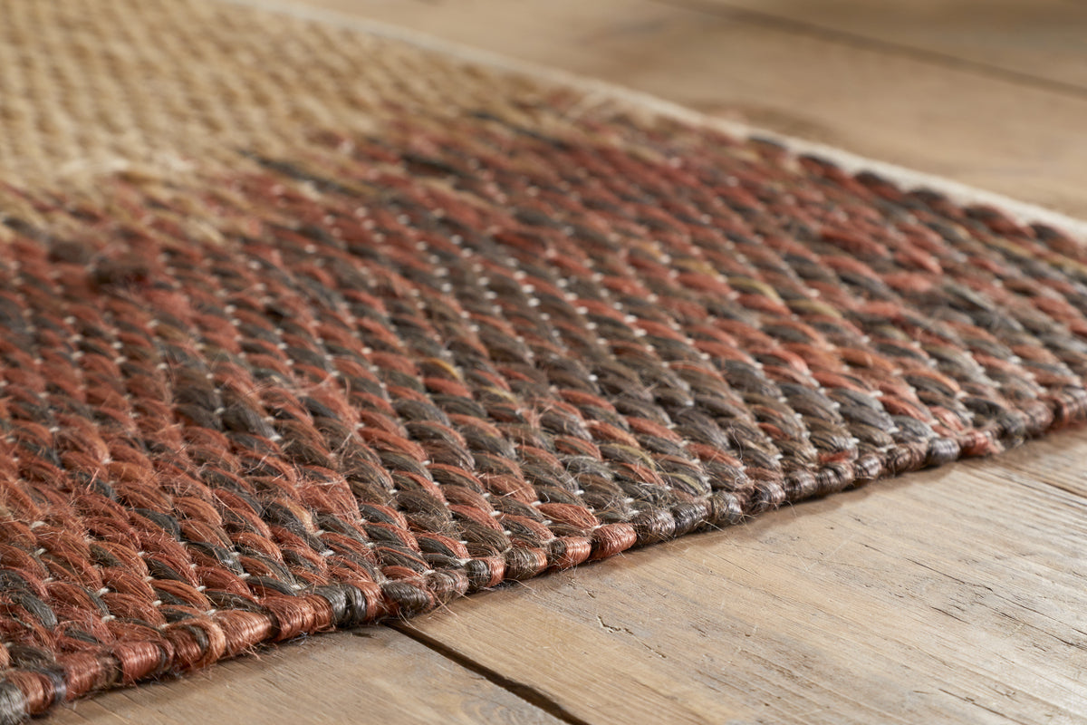 Kekere Jute & Cotton Rug - Natural & Rust - 150 x 240cm-RUGS-Nkuku