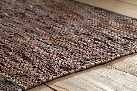 Ele Handwoven Recycled Leather Rug - Tan - 150 x 240cm-RUGS-Nkuku