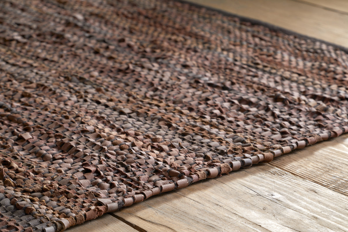 Ele Handwoven Recycled Leather Rug - Tan - 150 x 240cm-RUGS-Nkuku
