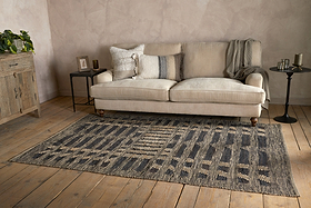 Nadiki Recycled Leather Rug - Black & Natural-RUGS-Nkuku