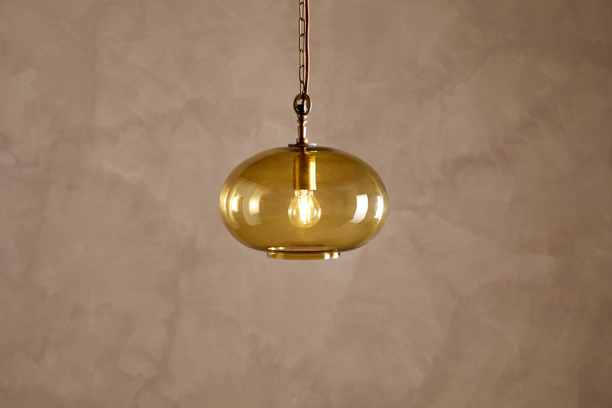 Otoro Recycled Glass Pendant - Honey - Small Round