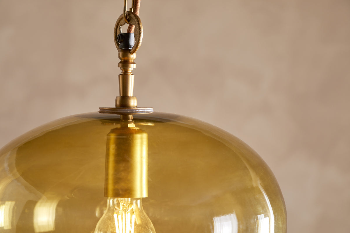 Otoro Recycled Glass Pendant - Honey - Small Round