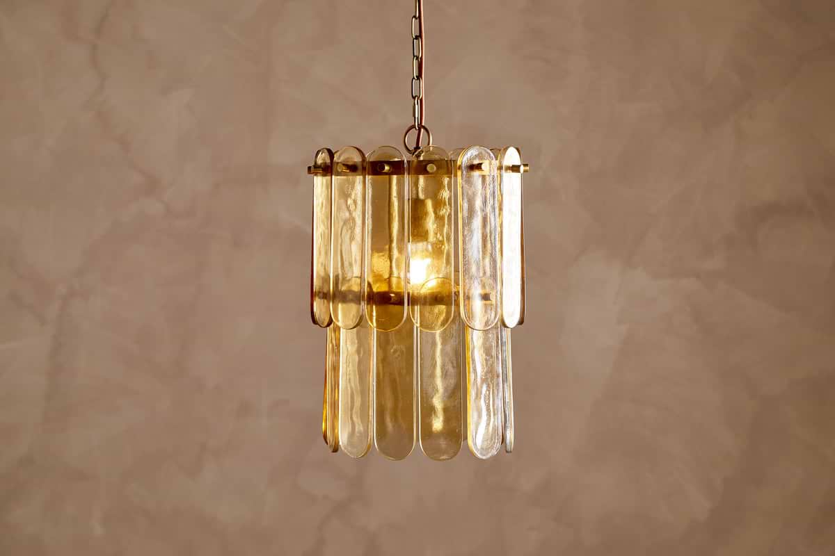 Itan Recycled Glass Tiered Pendant - Amber-LIGHTS-Nkuku