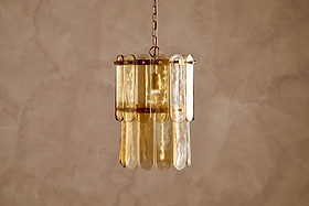 Itan Recycled Glass Tiered Pendant - Amber-LIGHTS-Nkuku