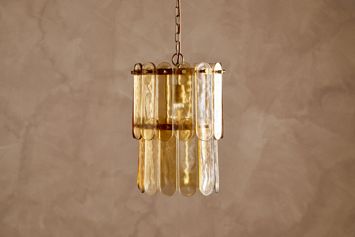 Itan Recycled Glass Tiered Pendant - Amber-LIGHTS-Nkuku