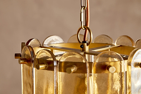 Itan Recycled Glass Tiered Pendant - Amber-LIGHTS-Nkuku