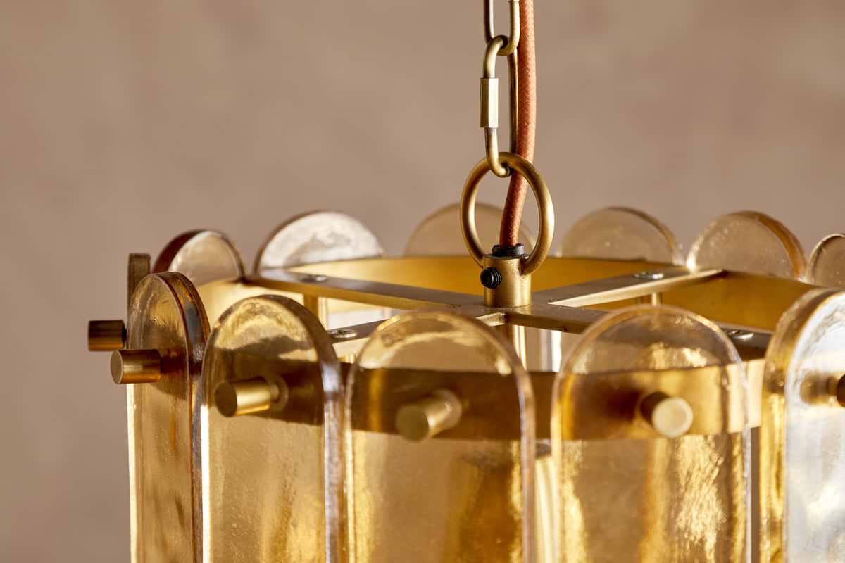 Itan Recycled Glass Tiered Pendant - Amber-LIGHTS-Nkuku