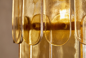 Itan Recycled Glass Tiered Pendant - Amber-LIGHTS-Nkuku