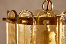 Itan Recycled Glass Tiered Pendant - Amber-LIGHTS-Nkuku