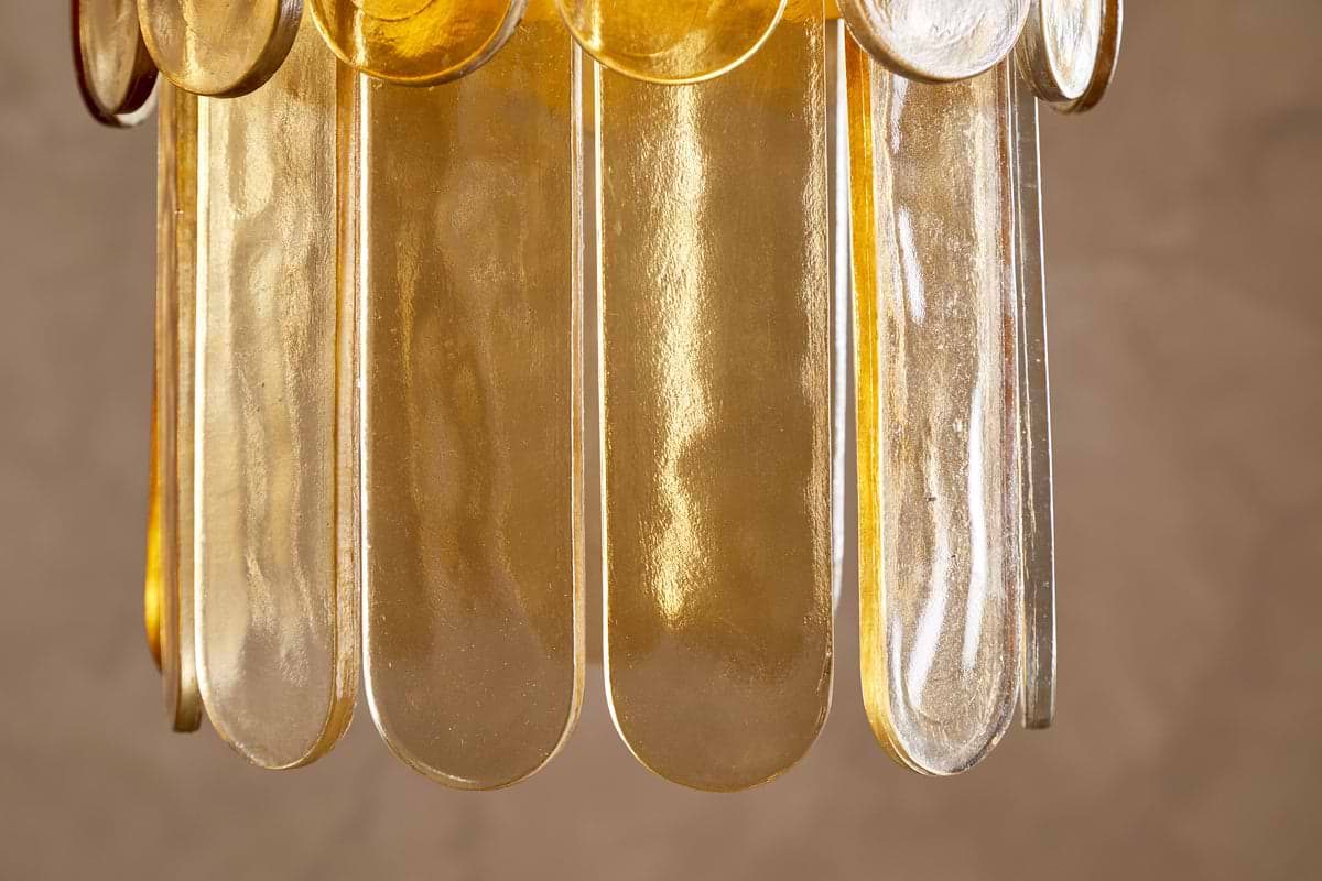Itan Recycled Glass Tiered Pendant - Amber-LIGHTS-Nkuku