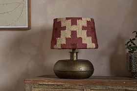 Kaadu Jute Kilim Lampshade - Rust & Natural - Medium-SHADES-Nkuku