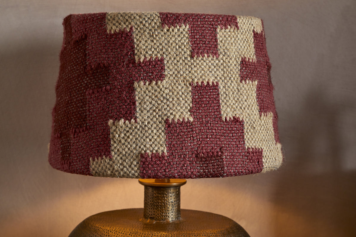 Kaadu Jute Kilim Lampshade - Rust & Natural - Medium-SHADES-Nkuku