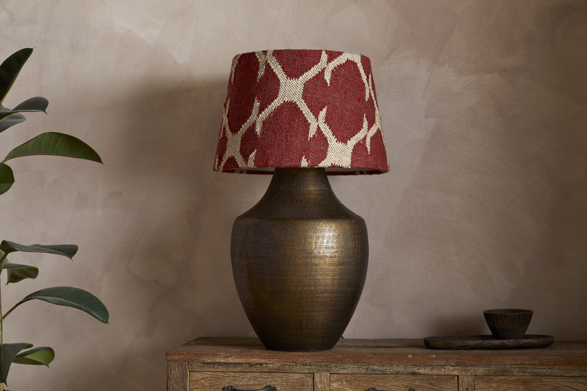 Haadu Jute Kilim Lampshade - Rust & Natural - Large-SHADES-Nkuku
