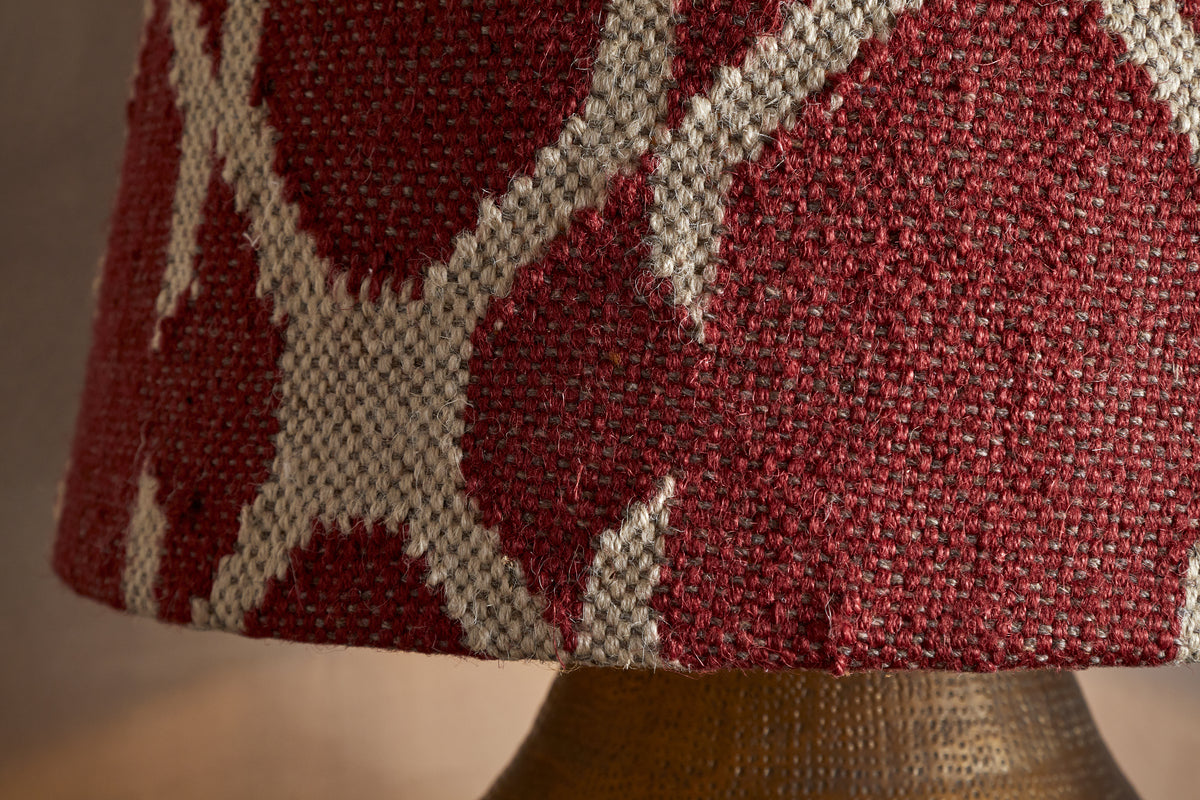 Haadu Jute Kilim Lampshade - Rust & Natural - Large-SHADES-Nkuku