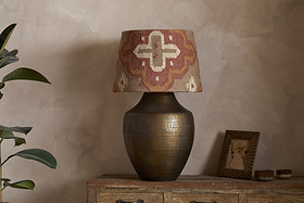 Yatra Jute Kilim Lampshade - Rust & Natural - Large-SHADES-Nkuku