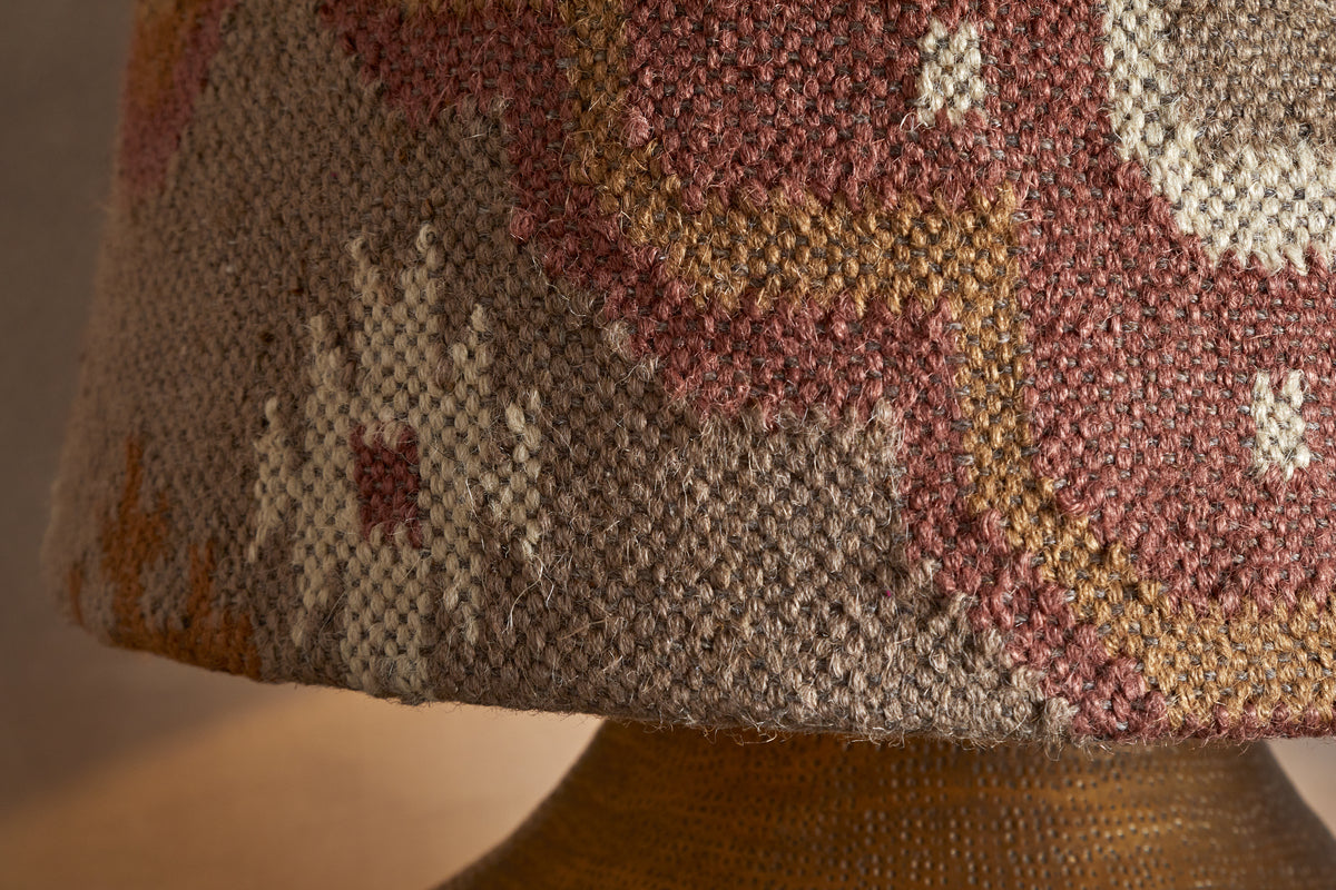 Yatra Jute Kilim Lampshade - Rust & Natural - Large-SHADES-Nkuku
