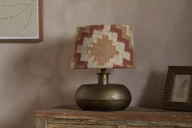 Shanto Jute Kilim Lampshade - Rust & Natural - Medium-SHADES-Nkuku