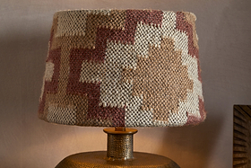 Shanto Jute Kilim Lampshade - Rust & Natural - Medium-SHADES-Nkuku