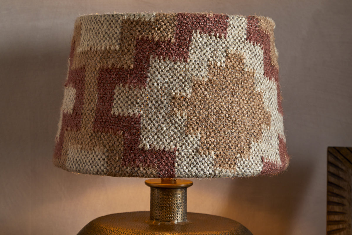 Shanto Jute Kilim Lampshade - Rust & Natural - Medium-SHADES-Nkuku