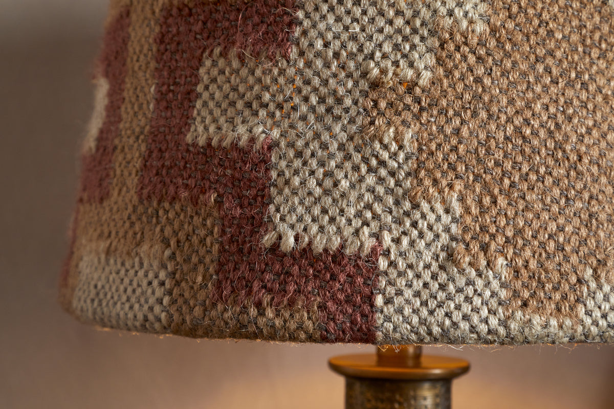 Shanto Jute Kilim Lampshade - Rust & Natural - Medium-SHADES-Nkuku