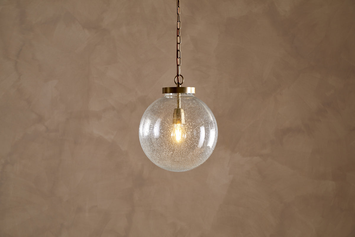 Jayeda Recycled Glass Ball Pendant - Clear-LIGHTS-Nkuku