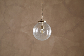 Jayeda Recycled Glass Ball Pendant - Clear-LIGHTS-Nkuku