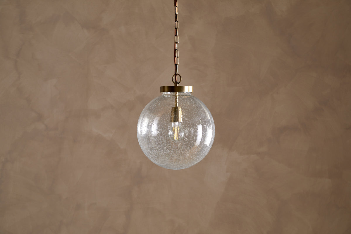 Jayeda Recycled Glass Ball Pendant - Clear-LIGHTS-Nkuku