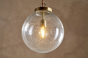 Jayeda Recycled Glass Ball Pendant - Clear-LIGHTS-Nkuku