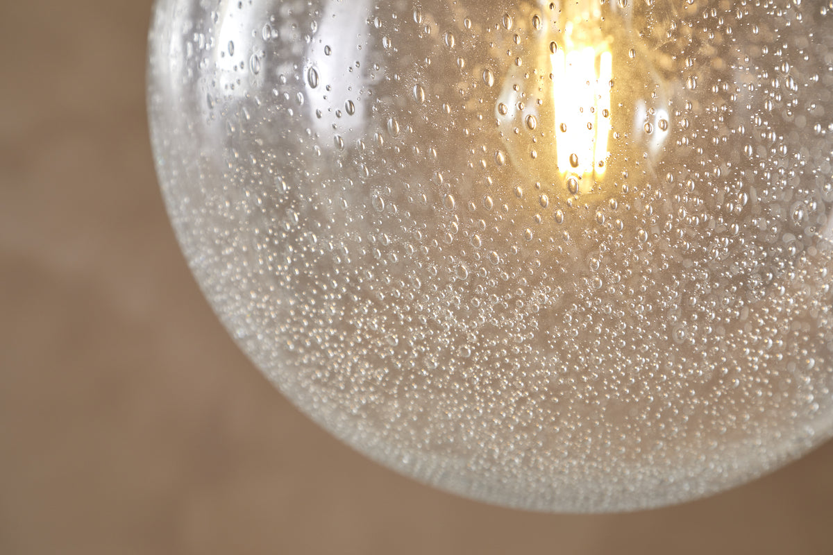 Jayeda Recycled Glass Ball Pendant - Clear-LIGHTS-Nkuku