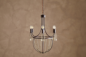 Naavia Rustic Iron & Crystal Chandelier - Rust-LIGHTS-Nkuku