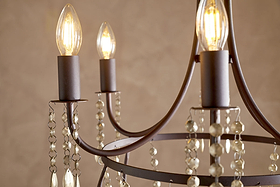 Naavia Rustic Iron & Crystal Chandelier - Rust-LIGHTS-Nkuku
