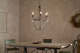 Naavia Rustic Iron & Crystal Chandelier - Rust-LIGHTS-Nkuku
