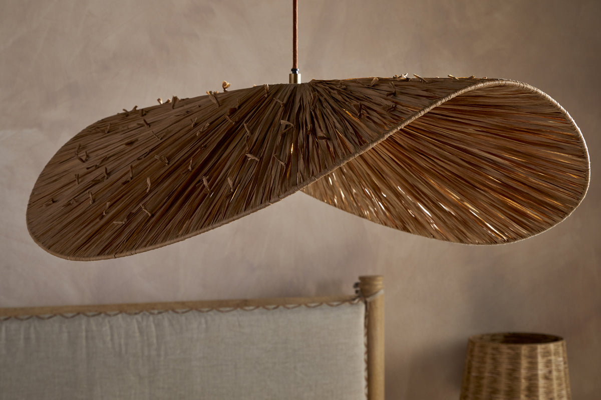 Essubi Raffia Organic Weave Pendant - Natural-LIGHTS-Nkuku